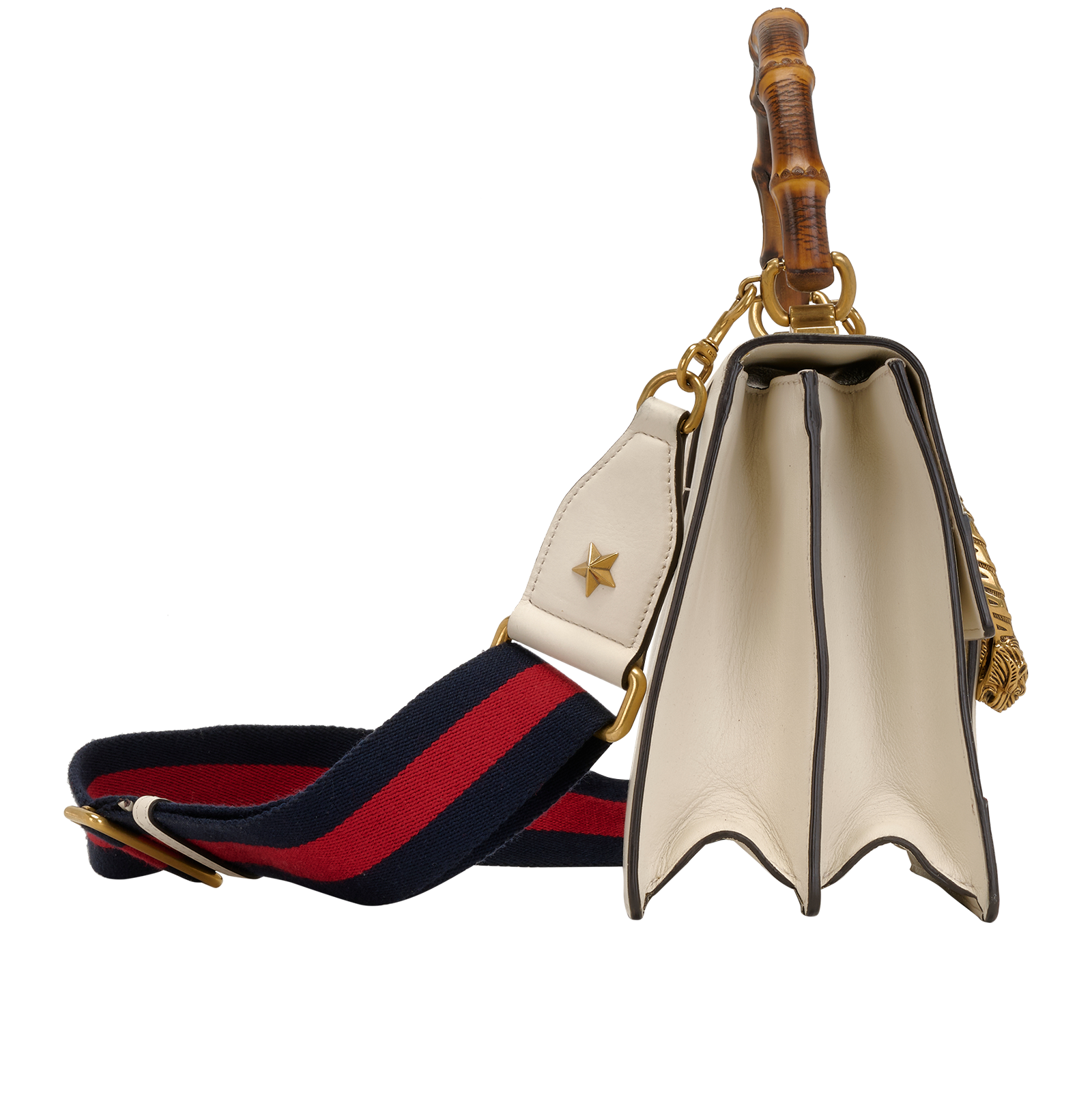 Medium Dionysus Bamboo Top Handle Bag, &pound;595, Handbags, Blue/Red/White, Leather, Side view